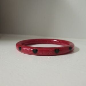 Splendette Valentine's Day Heart Bangle, Black And Red